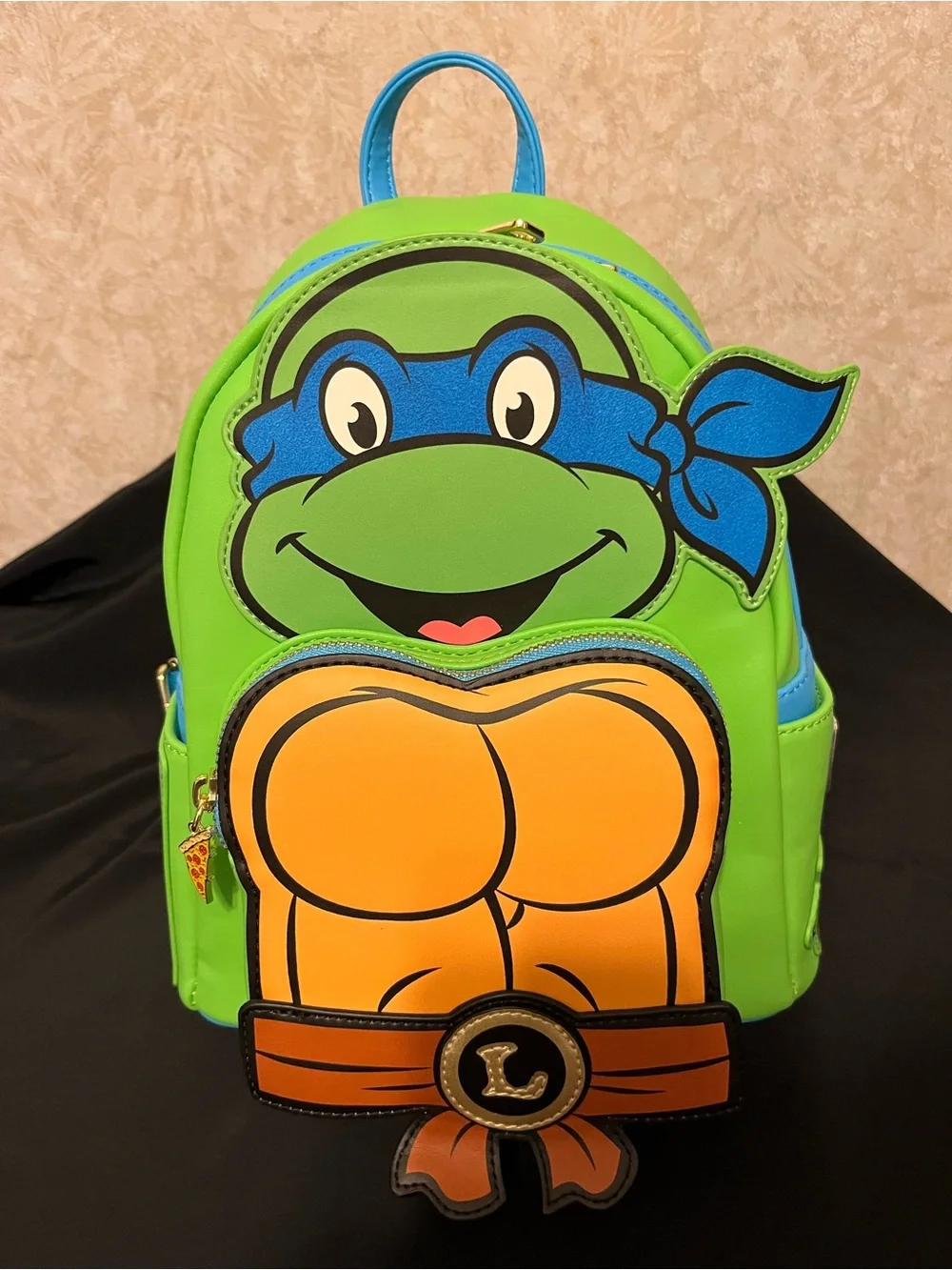 Green Turtle Character Kids Mini Backpack with Blue Accent